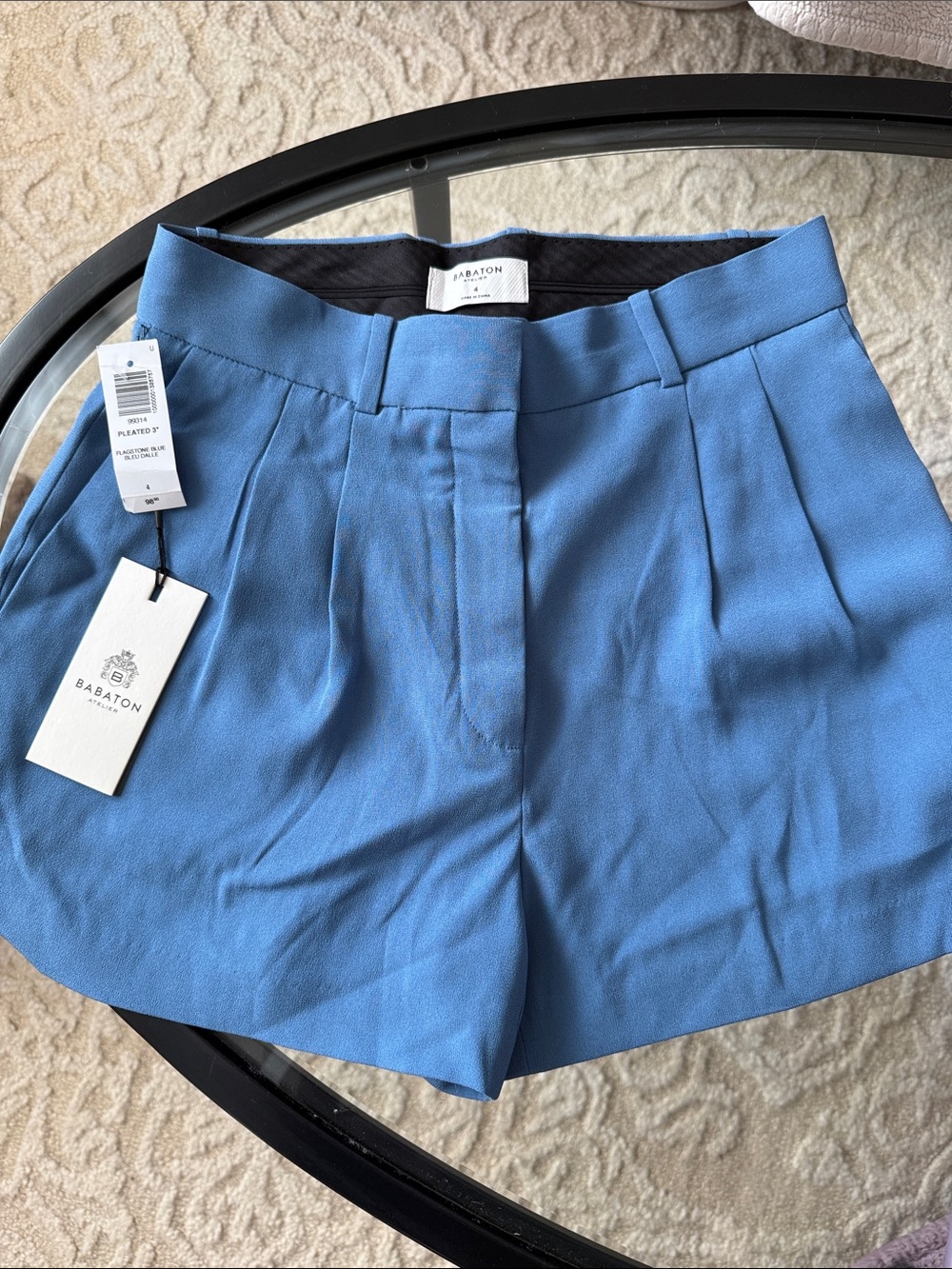 Babaton Sky Blue High-Waist Pleated Women’s Shorts NWT